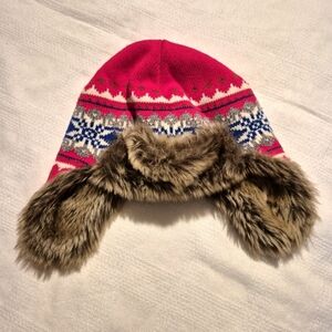Hanna Andersson boys size Medium faux fur trapper hat VGUC